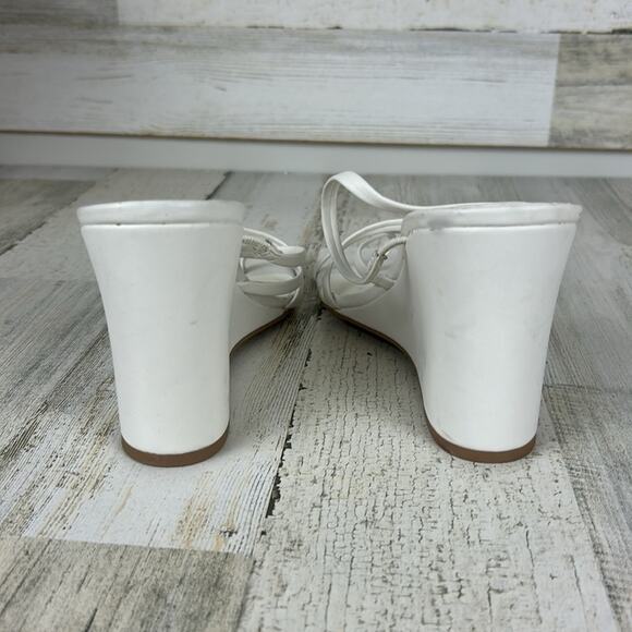 Open Edit womens sz 8B White wedge heel open toe sandals - Picture 4 of 7